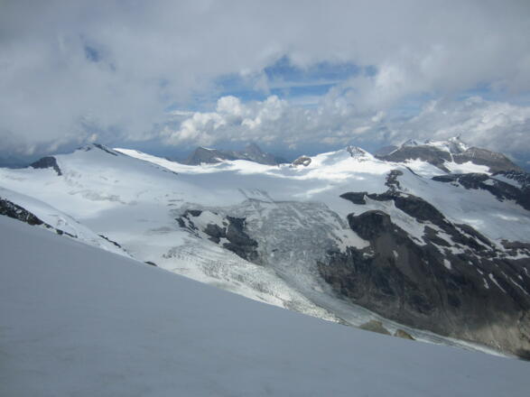 Aussicht vom Großglockner: Johannisberg, Hohe Riffl, Pasterze