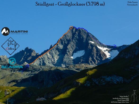 Stüdlgrat Großglockner Übersichtsbild - Topo