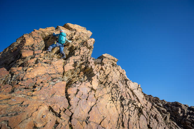 Überraschend gute Kletterei im Aufstieg zum Mittleren Ramolkogel.