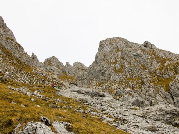 Abstieg über die Wiesen neben der Sandreise.