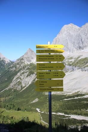 Wegweiser bei der Südwandhütte