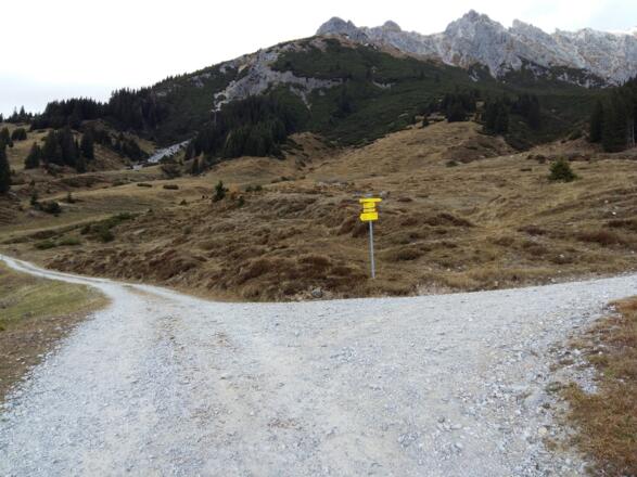 den Straßenverlauf gerade aus folgen