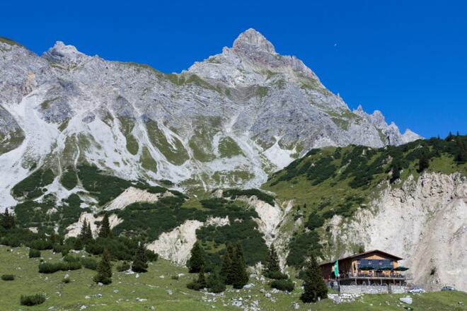 Zimba mit Heinrich Hueter-Hütte