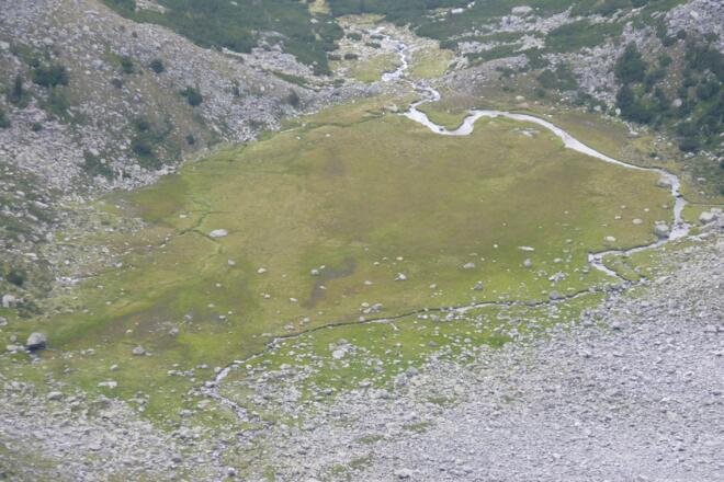 Blick auf das Keilbachmoos - Vista del stagno Keilbachmoos