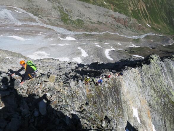 Ein Abschnitt am Grat erfordert besondere Vorsicht.