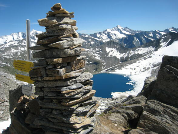 Zillerplattenscharte mit Blick zum Eissee