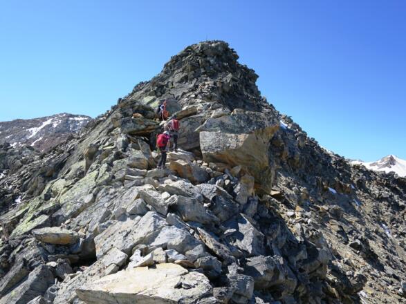 Gehgelände über große Felsblöcke im letzten Teil zum Gipfel.