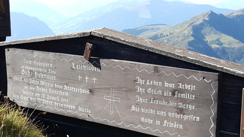 Andenken an die Hundstein-Wirtin Gusti Hasenauer
