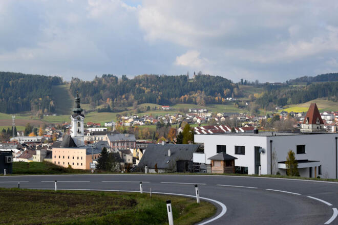 Kurz vor dem Ziel, Blick nach Freistadt