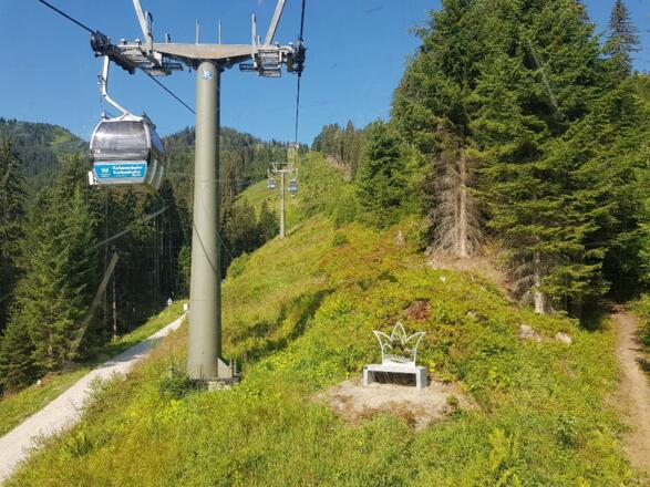Bergfahrt mit der Kabinenbahn Karbachalm