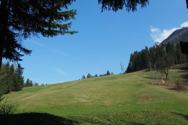 Über Wiesen (Jagastand ~665m) Richtung Parkplatz