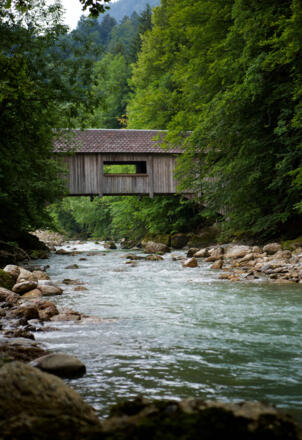 Gedeckte Holzbrücke bei Hittisau