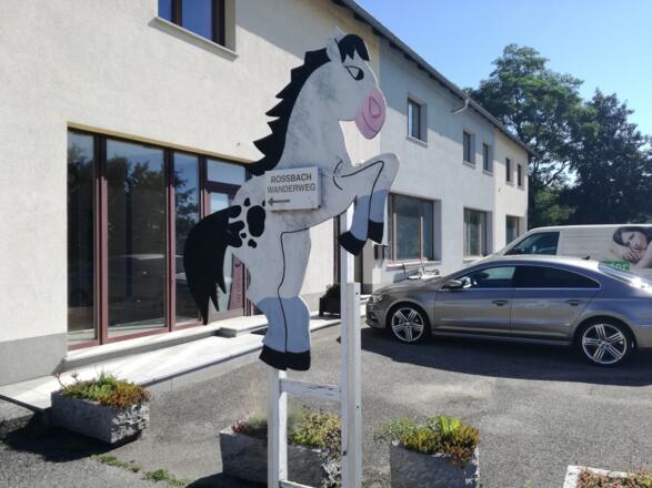 Start beim Holzpferd an der Bundesstraße