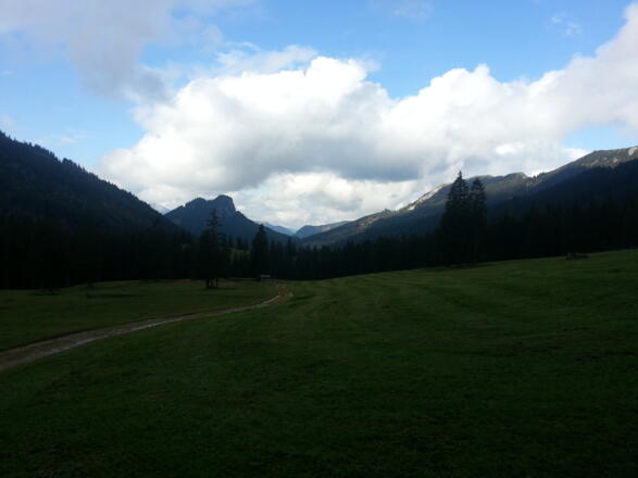 bei Tafel 10: Blick zurück ins Filzmoostal und die Natterwand
