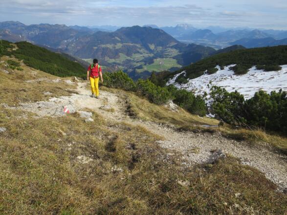 Der Horizont weitet sich mit jedem Höhenmeter - ganz hinten der Wilde Kaiser.