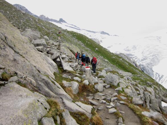 Der gesamte Weg verläuft oberhalb der orografisch linken Möräne des Obersulzbachkees.