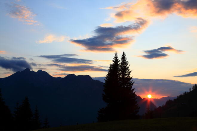 Sonnenuntergang auf der Breitenebenalm