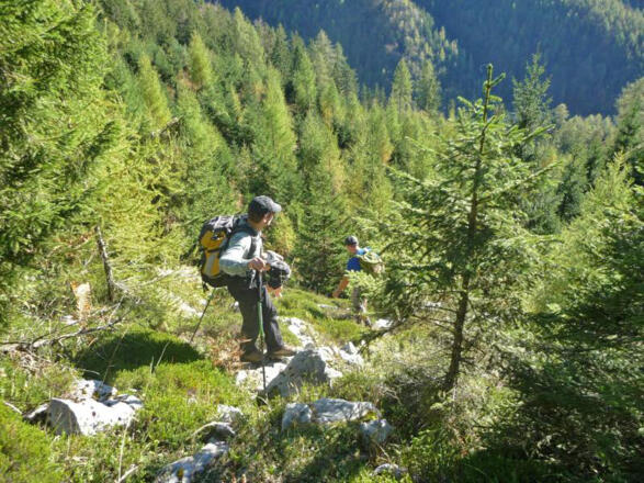 Wegloser Abstieg in den Langen Graben