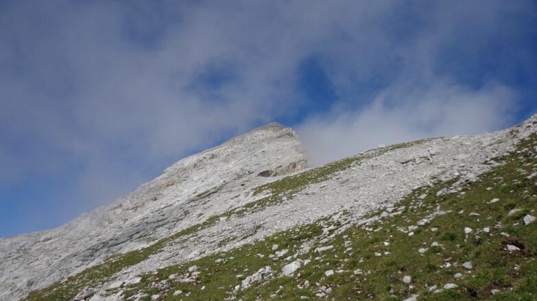Die zweite Schlüsselstelle, der Gipfelaufbau der östlichen Praxmarkarspitze