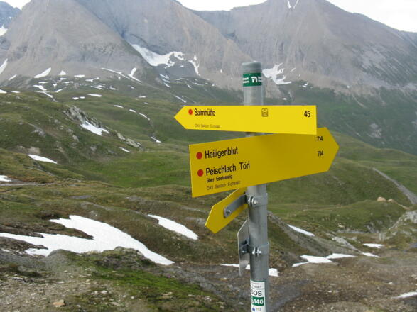 Wegweiser nach der Glorerhütte