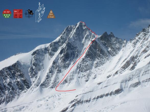 Großglockner Nordwand - Route Berglerrinne