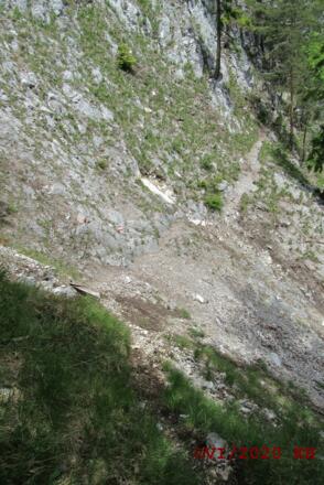 Querung von Reissen hoch über der Kranebitter Klamm