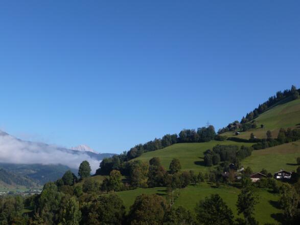 Der Abstieg nach Thumersbach führt über den Sonnigen Mitterberg (Hier von der gegenüberliegenden Talseite aus fotografiert)