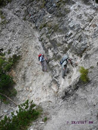 versicherte Passagen in der Querung der Hechenbergnordflanke