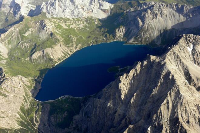 Luftaufnahme des Lünersees 