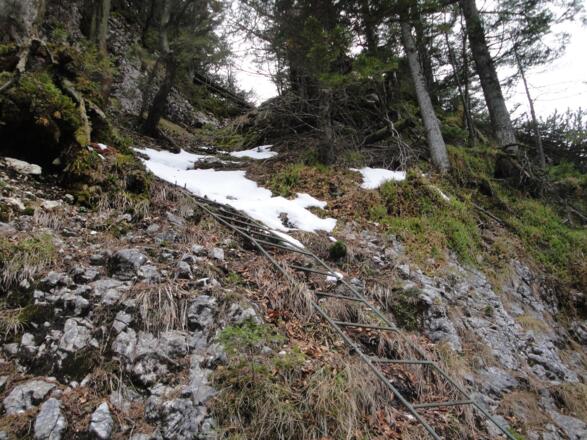 Diese Eisenleiter hilft uns eine etwas steilere Stelle zu überwinden.