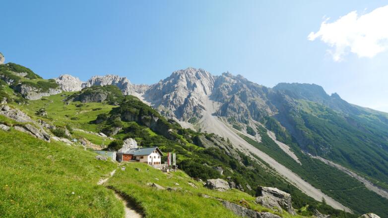 Blick auf die Muttekopfhütte