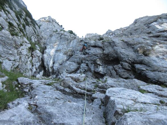 die erste Seillänge in Geilsteil