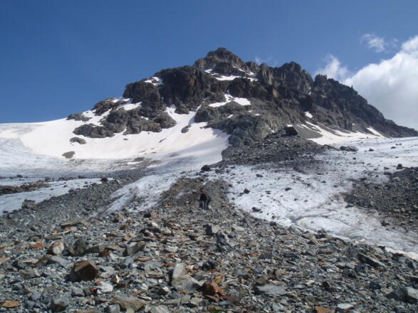 Der Abstieg über die Gletschermoräne