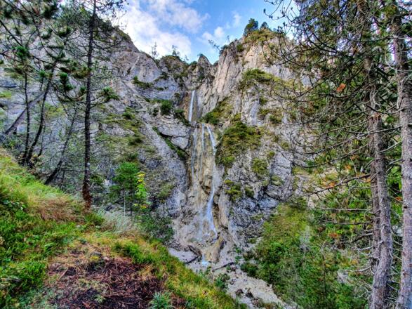 Der Wasserfall nahe der Scharnitzer Alm