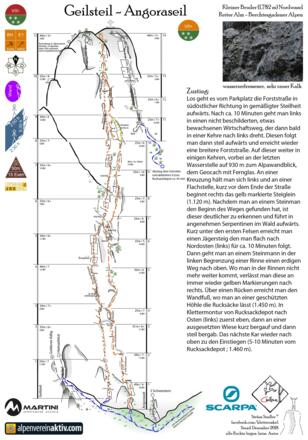 Topo Klettertouren Geilsteil und Angoraseil in der Nordwand des Kleinen Bruder an der Reiter Alm