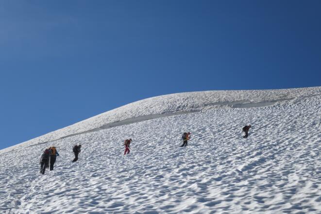 Kurz vor dem Bergschrund.
