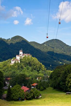 Kampenwandseilbahn mit Burg Hohenaschau