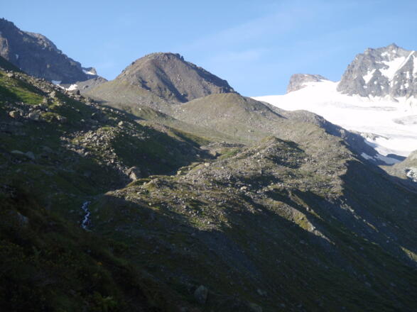 Auf der Gletschermoräne Richtung Rußkopf