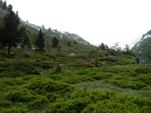 Nach der Materialseilbahn im Aufstieg