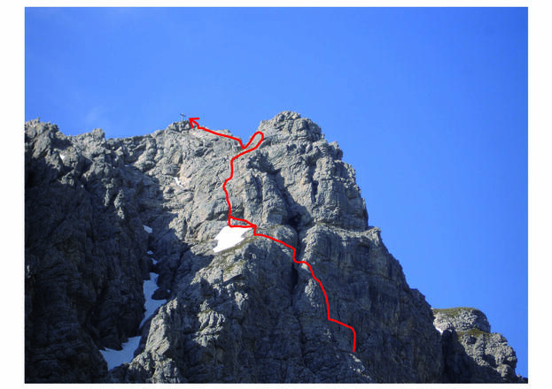 Routenverlauf unterhalb des Gipfels