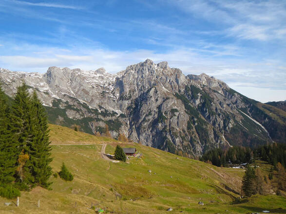 Blick auf die Elmaualm vom &quot;Tanzboden&quot; aus.