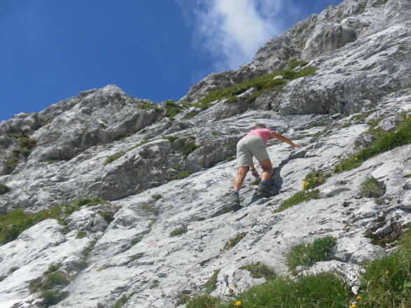 exponierte Querung zum Grat