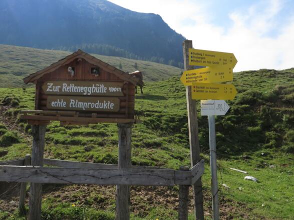 letzte wichtige Abzweigung zur Rinnbergalm