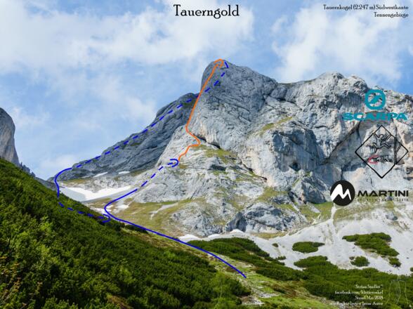 Übersichtsbild Klettertour Tauerngold auf den Tauernkogel - Topo