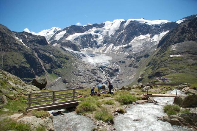 Die Taschachwand - so sichtbar auf dem Weg zur Rifflseehütte über den Fuldaer Höhenweg