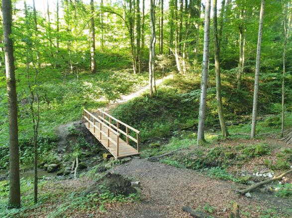 Neu errichtete Brück im Graben hinauf nach St. Ulrich