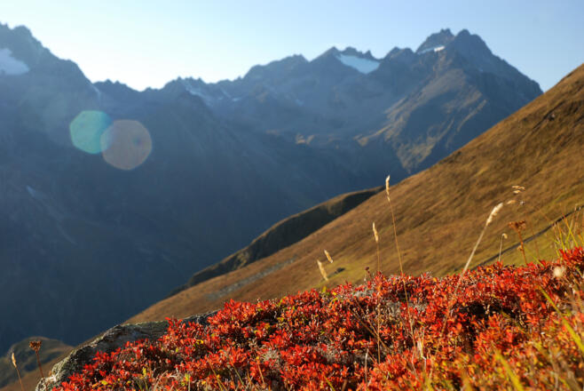 Abstieg im Frühherbst von Gahwinden zur Rüsselsheimer Hütte