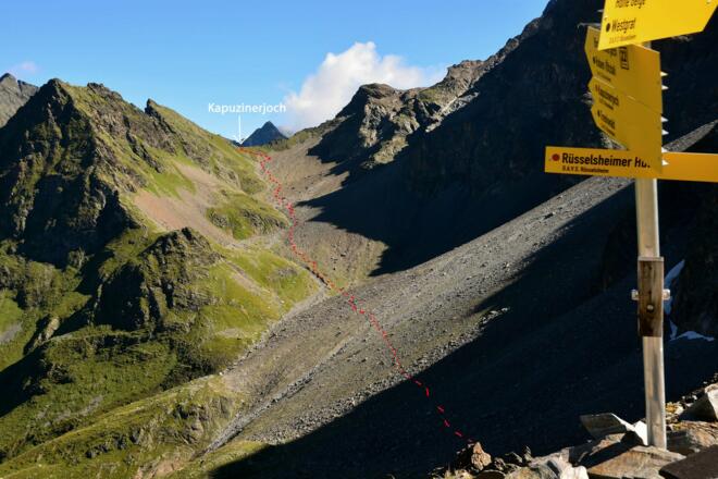 Wegverlauf von Gahwinden zum Kapuzinerjoch