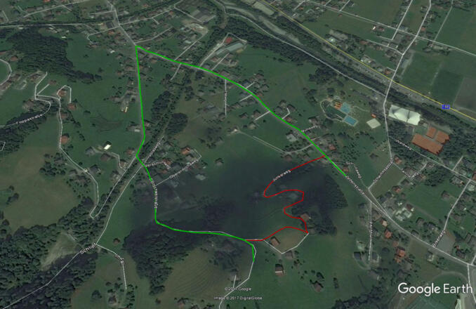 Tschagguns - Rot eingezeichnete Strecke nur am Renntag befahrbar!