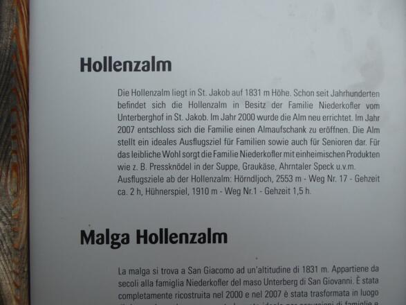 Informationstafel zur Hollenzalm